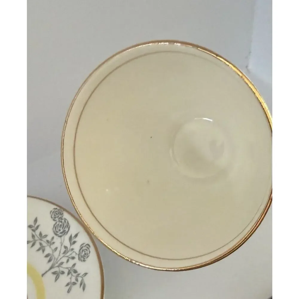 Vintage Repose Queen’s Staffordshire Teacup Saucer made in England Yellow Gray